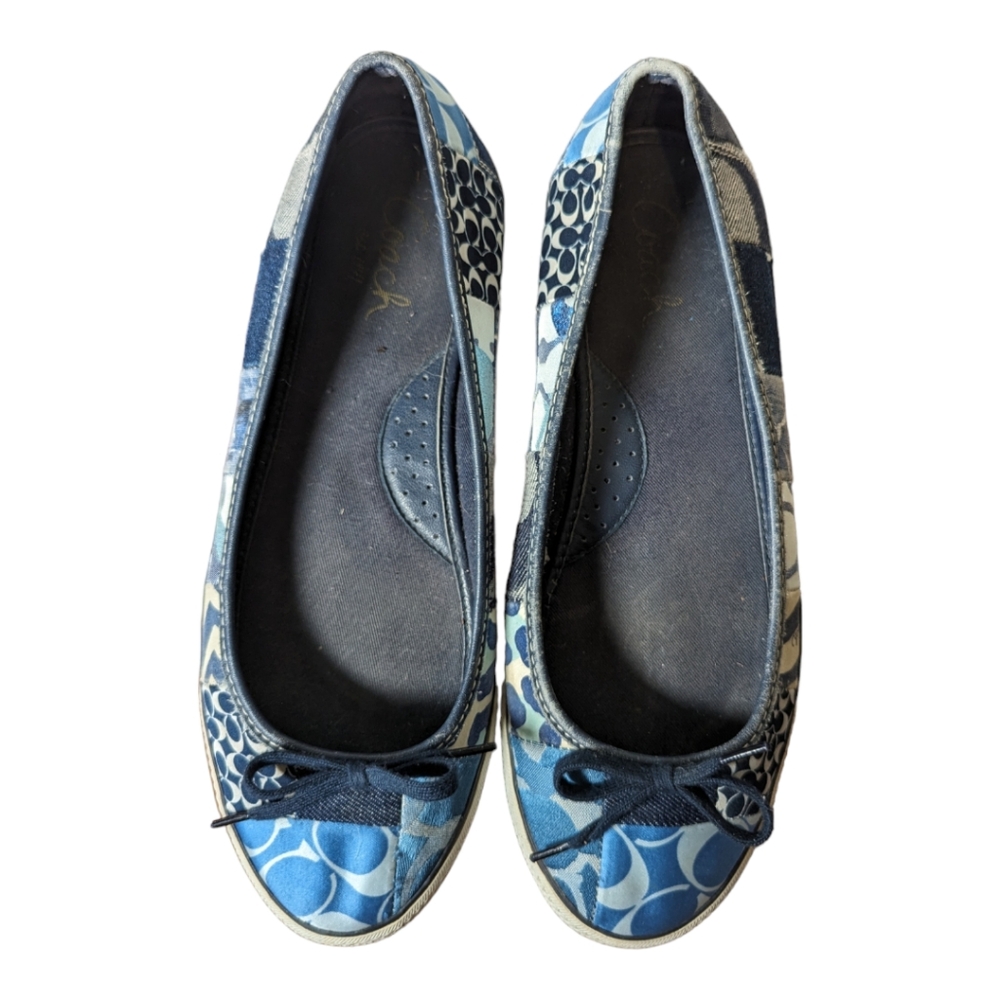 Coach Marylu Slip-On Sneakers/Flats - Blue Patchwork Design - Women's Size 9